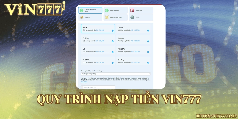 Nạp tiền Vin777 an toàn, liền mạch